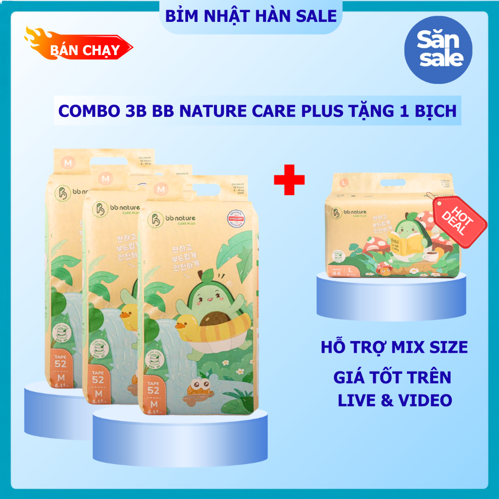 (COMBO 3B) BB NATURE CARE PLUS Tặng 1B BB NATURE CARE PLUS Mềm, Mỏng, Thấm Hút Tốt, Đủ Size