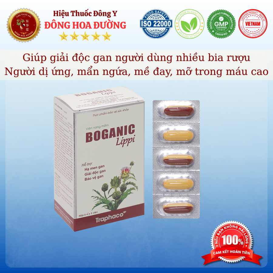 VIÊN UỐNG BOGANIC LIPPI (hộp 30 viên) - Giúp giải độc gan, người dị ứng, mẩn ngứa, mỡ trong máu cao 