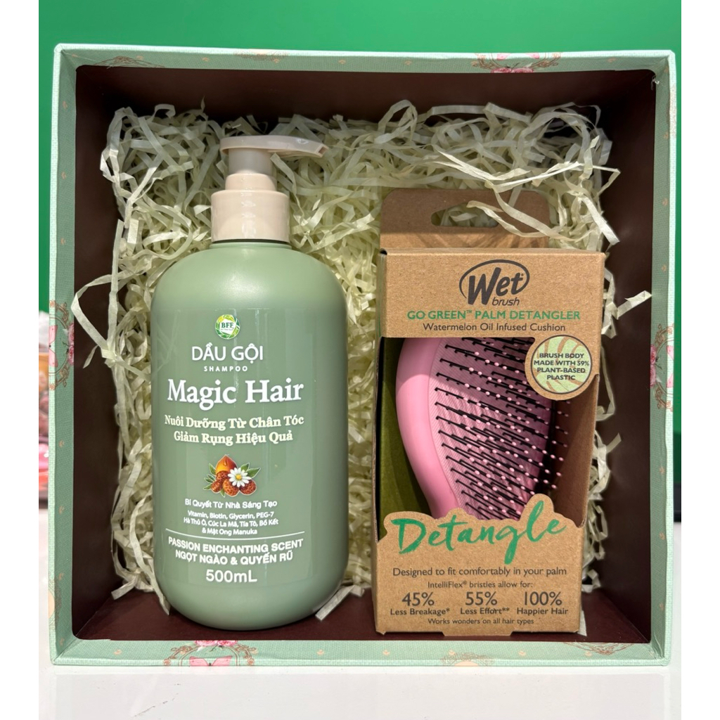 Combo 1 Dầu Gội Magic Hair 500ml & 1 Lược WetBrush Gội Đầu & Masage Pop & Go Bí Quyết Chăm Sóc Tóc T