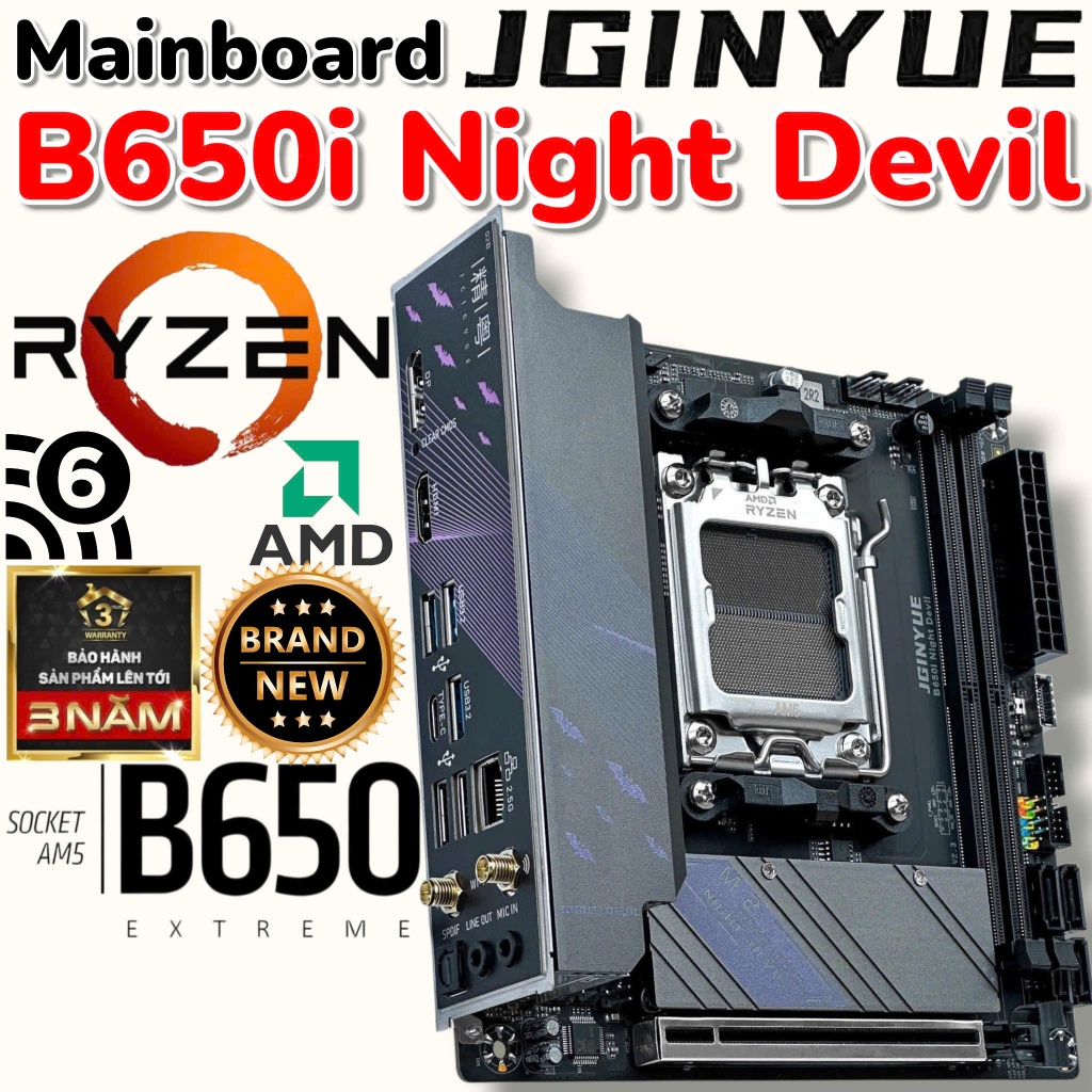 Mainboard JGINYUE B650i Night Devi WiFi - Mới 100% FullBox - BH 36Th - Rẻ Nhất Sàn