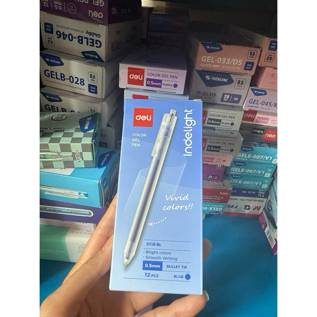 (An Nhiên) Hộp 12 cây bút gel nước Deli G118 ngòi 0.5mm / Bút EG118 xinh xắn nhiều màu nhanh khô viế