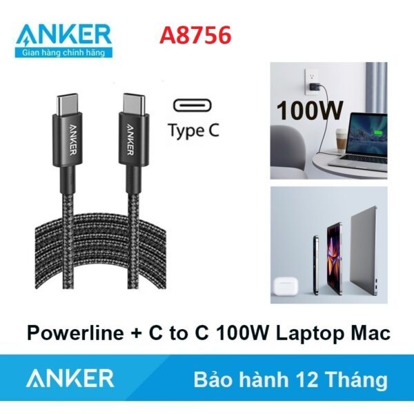 Cáp sạc nhanh 100W Anker A8756 (2 đầu type-c) 1M và 100W Remax CB29. NL
