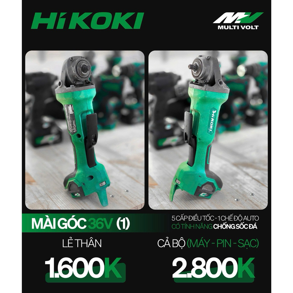 Máy mài góc Hikoki, Hitachi 14.4v 36v không than hàng nội địa nhật - nguyên zin, ,có điều tốc, chống