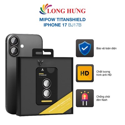 Dán Camera cường lực viền màu chống va đập Mipow Titanshield iPhone 17 BJ17B - Hàng chính hãng