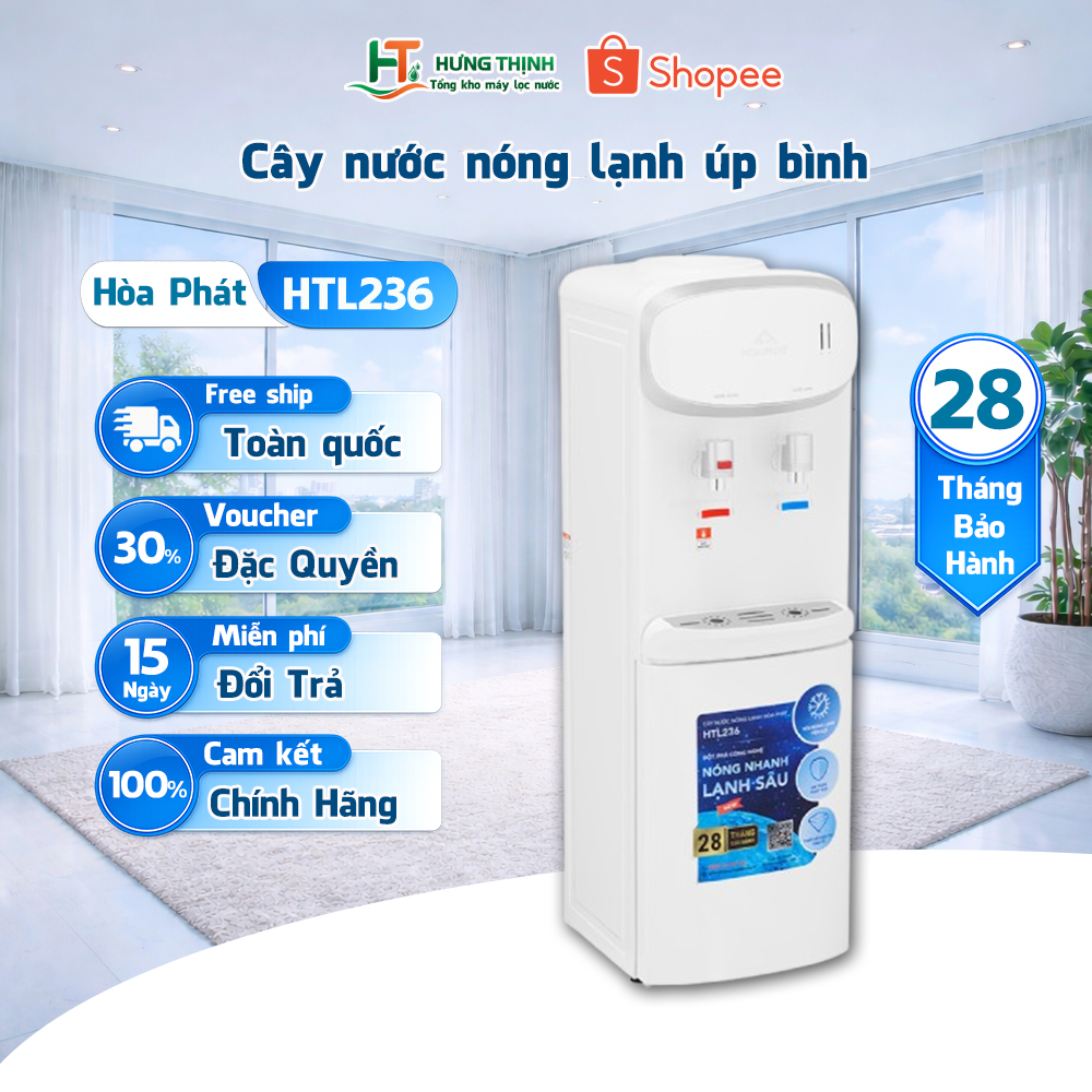 Cây Nước Nóng Lạnh Hòa Phát HTL236 Bình Úp Làm Lạnh Êm Ái, Không Gây Ồn