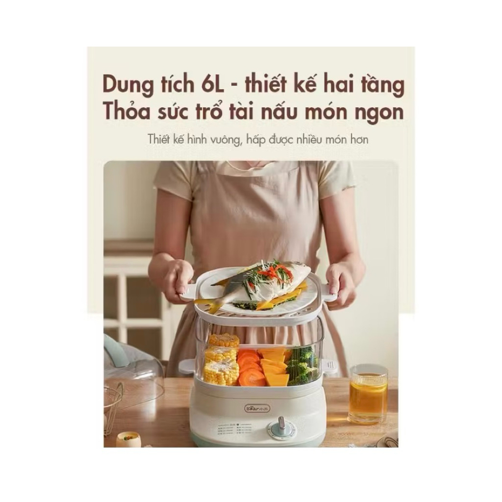 Nồi Hấp hai tầng - thương hiệu Bear DZG-C60Q8