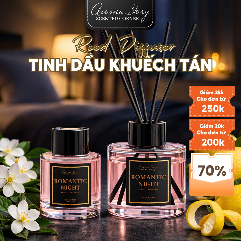 Tinh Dầu Khuếch Tán Aroma Story Hương Romantic Night Size 50ml - 100ml