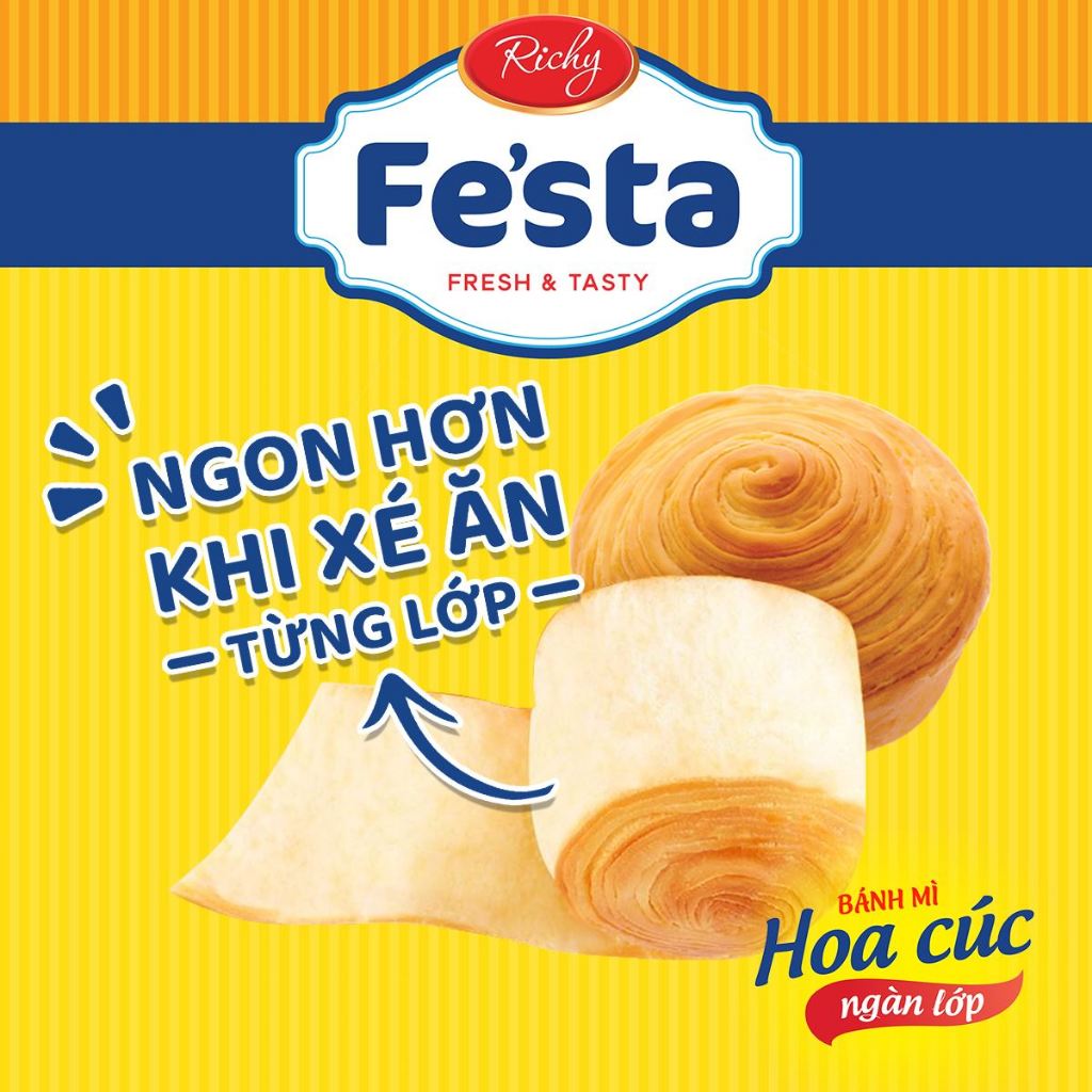 [Quà Tặng Đơn 129k] [Sẵn Kho Giao Nhanh] Combo 3 túi bánh mì hoa cúc ngàn lớp Festa Richy - Date 30 
