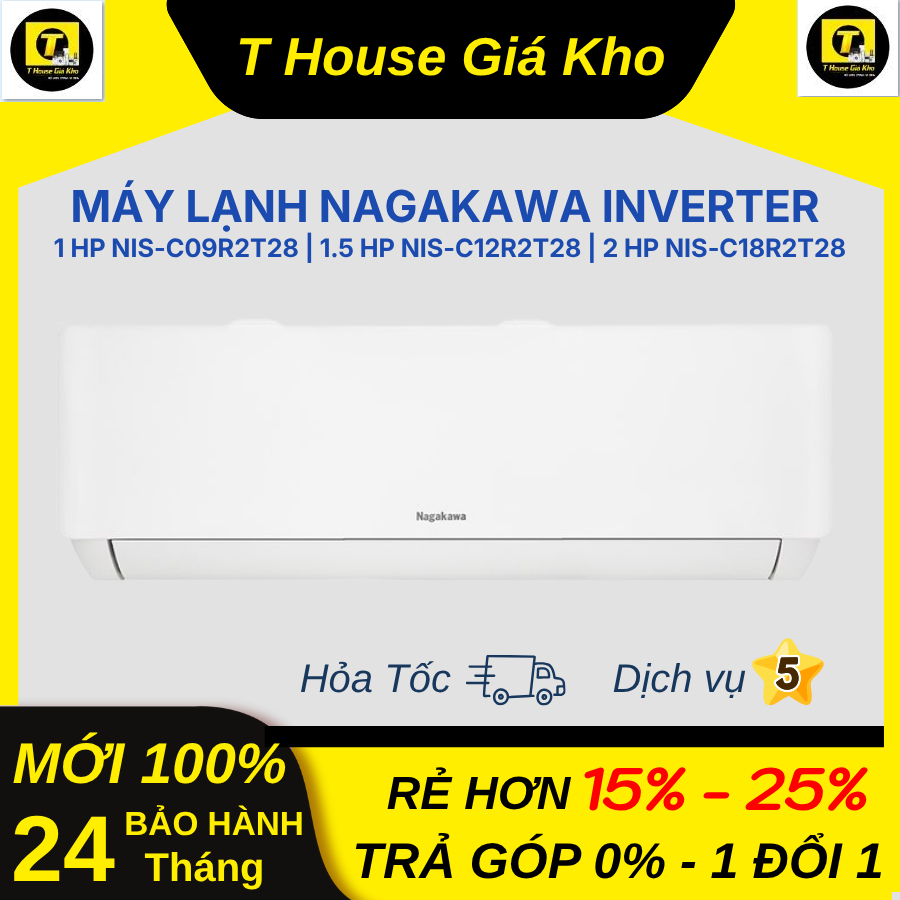 [Mới 100% Chính Hãng] Máy Lạnh Nagakawa Inverter 2 HP NIS-C18R2T28 | 1.5HP NIS-C12R2T28 | 1 HP NIS-C