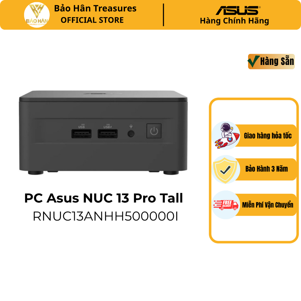 Máy tính Bộ Mini PC Asus NUC 13 Pro Tall i5-13420H RNUC13ANHH500000I (i5-13420H, Iris Xe Graphics) -