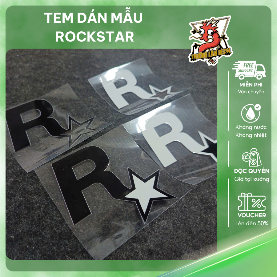 Tem Dán Sticker Mẫu ROCKSTAR TP102 cao 10cm in 3D sắc nét dán siêu bền | Trường Lâm Sticker