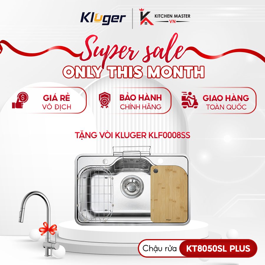 Chậu rửa bát Kluger KT8050SL Plus TAKI Series đa năng kèm phụ kiện tiện ích