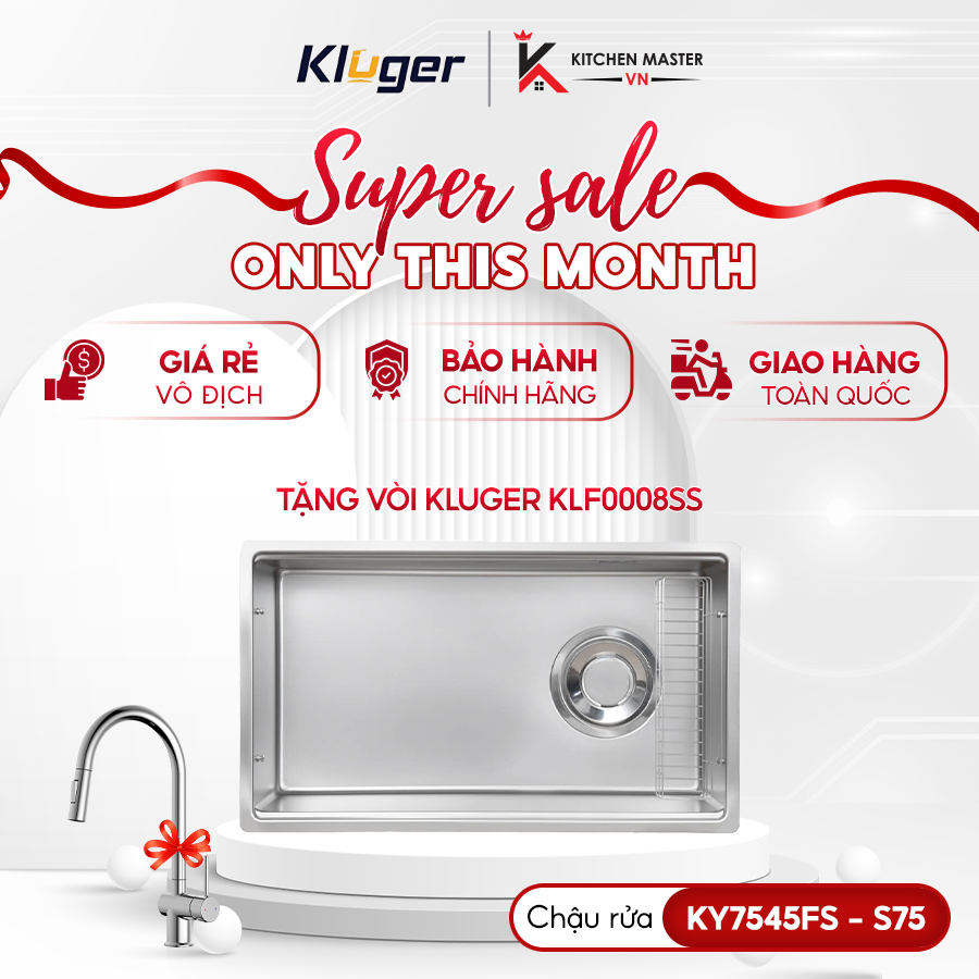 Chậu rửa bát Kluger KY7545FS S75 TOYA Series đa năng kèm phụ kiện đầy đủ