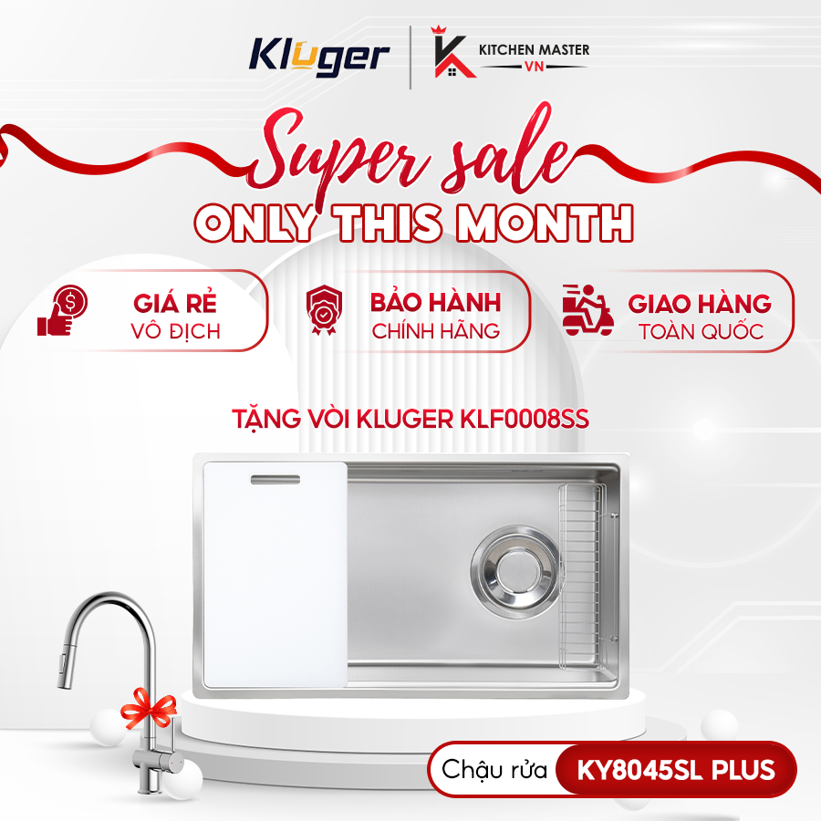 Chậu rửa chén Kluger KY8045SL Plus thiết kế vuông hiện đại TOYA Series