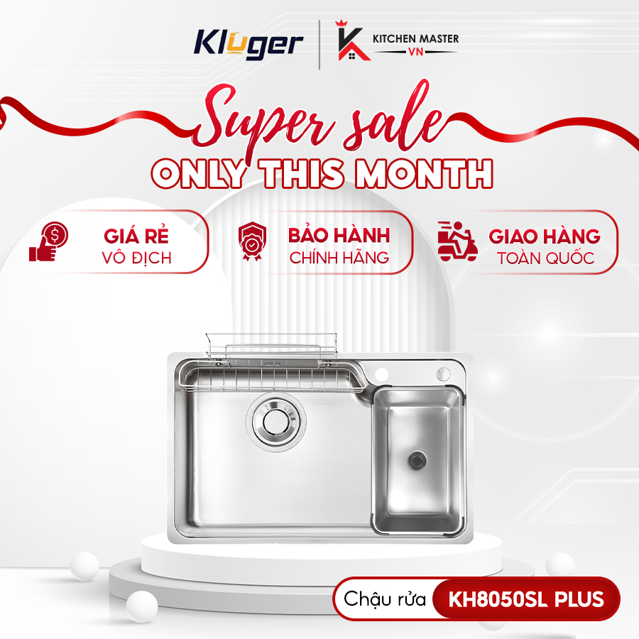 Chậu rửa bát Kluger KH8050SL Plus full phụ kiện chống xước chống ồn 80cm