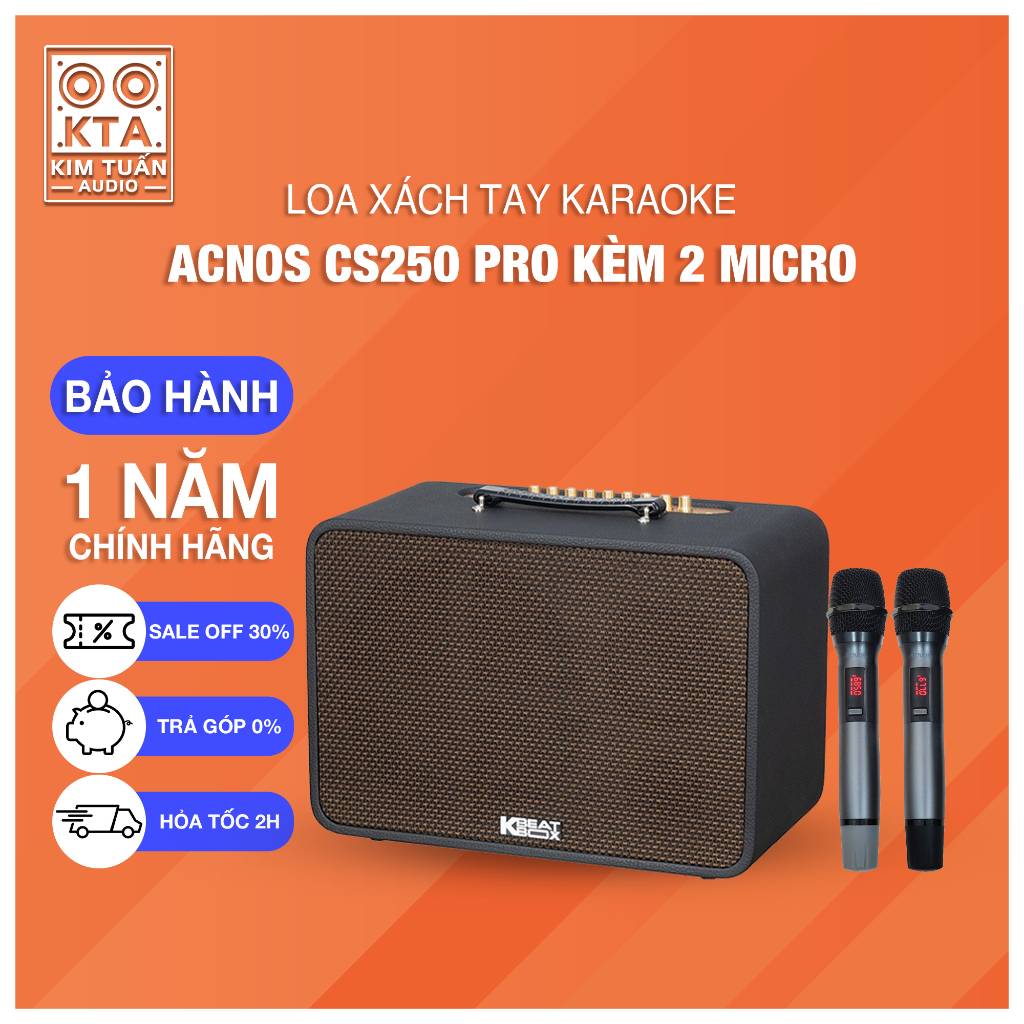 Loa Xách Tay Karaoke ACNOS CS250PRO Kèm 2 Micro Hàng Chính Hãng Bảo Hành 12 Tháng