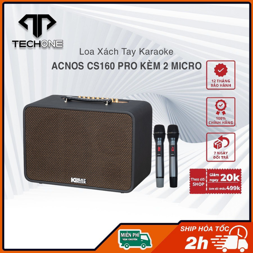 Loa Karaoke Xách Tay ACNOS CS160Pro 400W (PMPO) Tặng kèm 2 Mic Hàng Chính Hãng