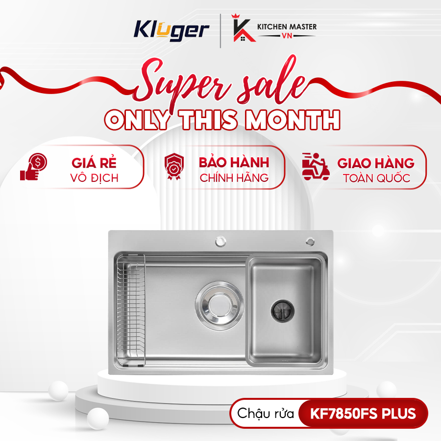 Chậu rửa bát Kluger KF7850FS Plus inox 304 1 hố 78cm chống xước LINEN cao cấp
