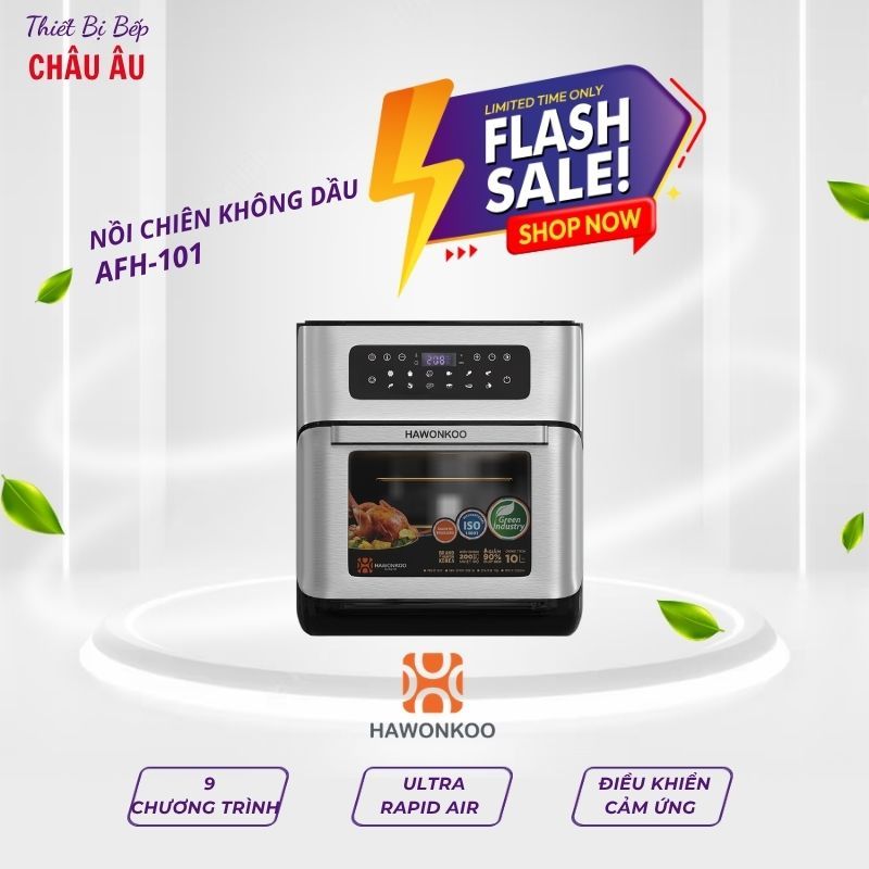 NỒI CHIÊN KHÔNG DẦU HAWONKOO AFH-101 – DUNG TÍCH 10L, 9 CHẾ ĐỘ NẤU THÔNG MINH