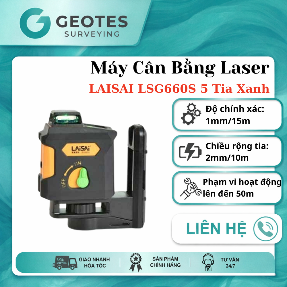 Máy cân bằng Laser Laisai LSG660S – 5 tia xanh treo tường –  không có chạc ba chân