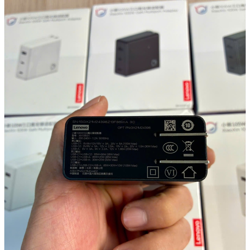 Bộ Sạc Nhanh Lenovo XiaoXin 105W - GaN - 3 Cổng Sạc - PD 3.0 - PPS 5A - Kèm Dây Sạc Type C 100W 1.5M | BigBuy360 - bigbuy360.vn