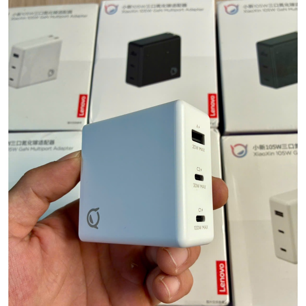 Bộ Sạc Nhanh Lenovo XiaoXin 105W - GaN - 3 Cổng Sạc - PD 3.0 - PPS 5A - Kèm Dây Sạc Type C 100W 1.5M | BigBuy360 - bigbuy360.vn