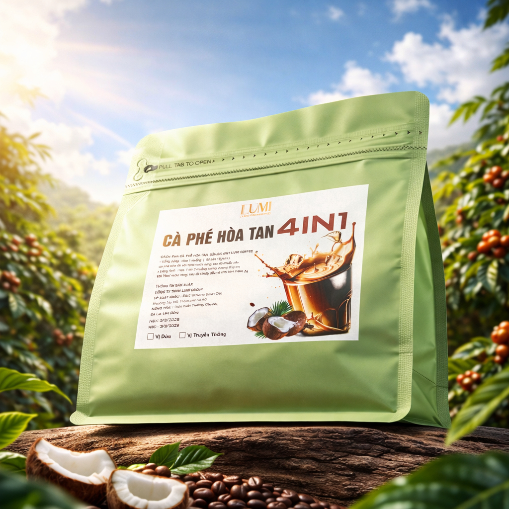 CÀ PHÊ SỮA ĐÁ 4IN1 -  LUMI COFFEE TÚI 500GR