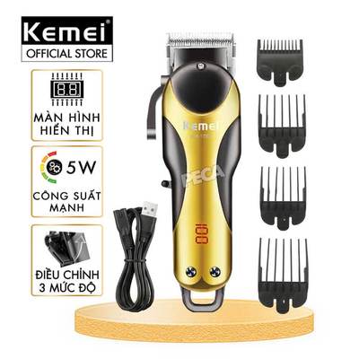 Tông đơ cắt tóc chuyên nghiệp KM-1753 công suất mạnh 5W, điều chỉnh nhiều mức độ dài lưỡi, sạc USB - Chính hãng