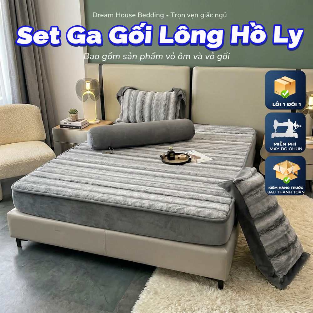 [BST Thu Đông] Bộ Ga Gối LÔNG HỒ LY Mùa Đông Giữ Nhiệt Siêu Ấm DH Bedding Store