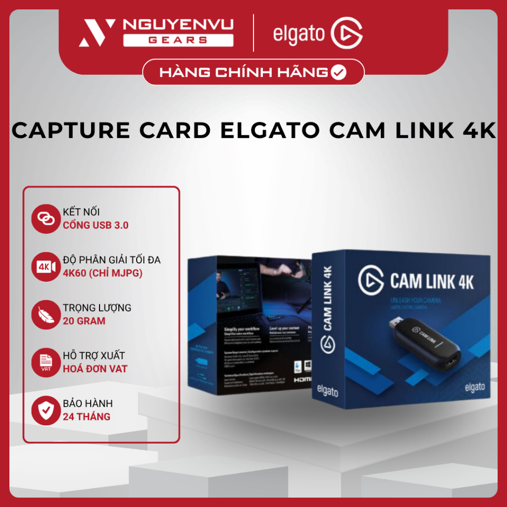 [Full VAT] Capture Card Elgato Cam Link 4K - Biến máy ảnh thành webcam - 4K60 - BH 24 Tháng
