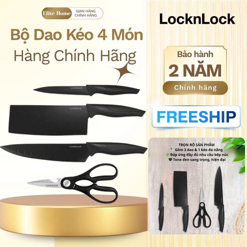 Bộ Dao 4 Món LocknLock CKK106S4 – Dao Nhà Bếp Inox Cao Cấp, Sắc Bén, Bền Bỉ