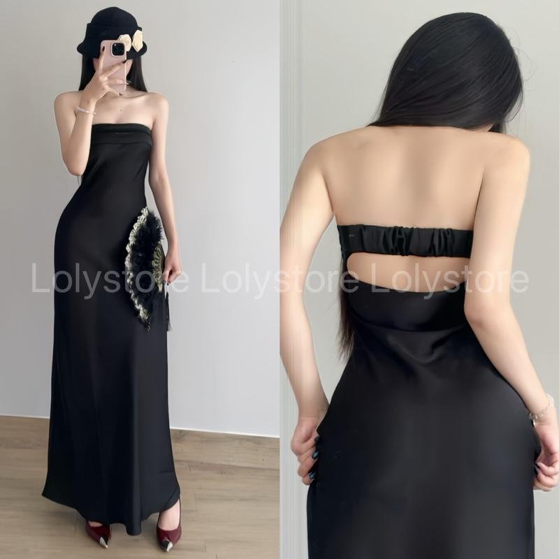 Đầm body nữ lụa TÔ CHÂU CAO CẤP dáng dài xoè phong cách thời trang quý cô sang chảnh Lolystore NH469 | BigBuy360 - bigbuy360.vn