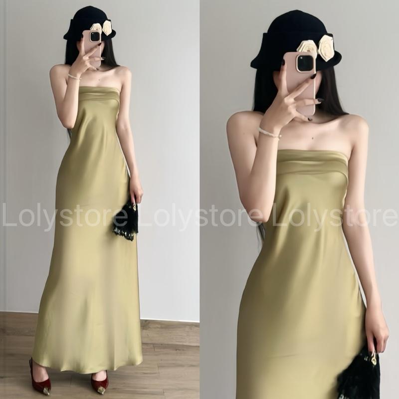 Đầm body nữ lụa TÔ CHÂU CAO CẤP dáng dài xoè phong cách thời trang quý cô sang chảnh Lolystore NH469 | BigBuy360 - bigbuy360.vn