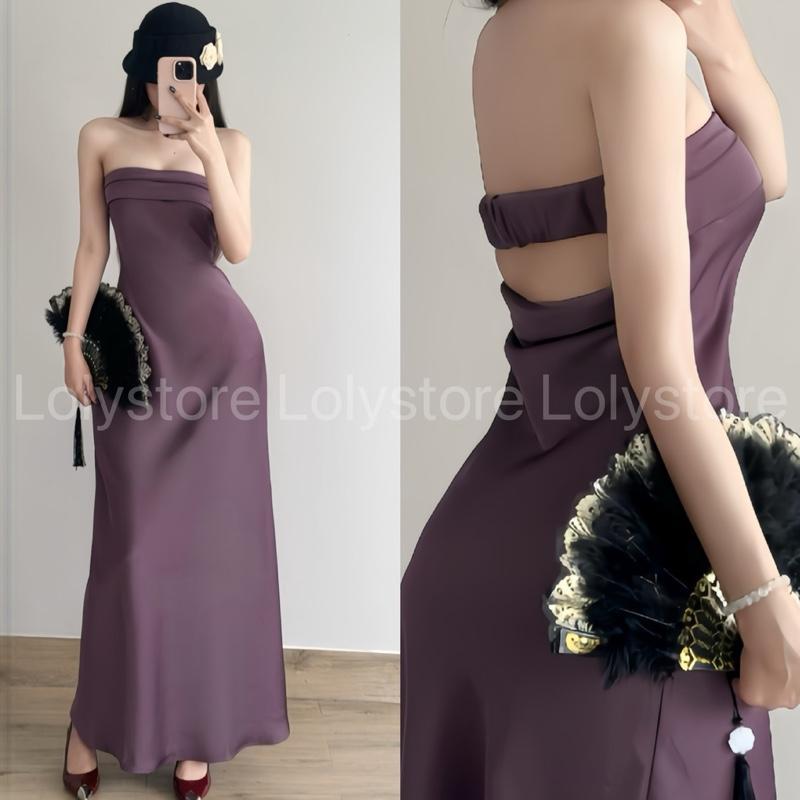 Đầm body nữ lụa TÔ CHÂU CAO CẤP dáng dài xoè phong cách thời trang quý cô sang chảnh Lolystore NH469 | BigBuy360 - bigbuy360.vn