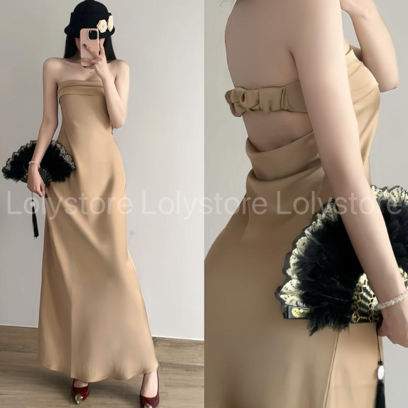 Đầm body nữ lụa TÔ CHÂU CAO CẤP dáng dài xoè phong cách thời trang quý cô sang chảnh Lolystore NH469 | BigBuy360 - bigbuy360.vn