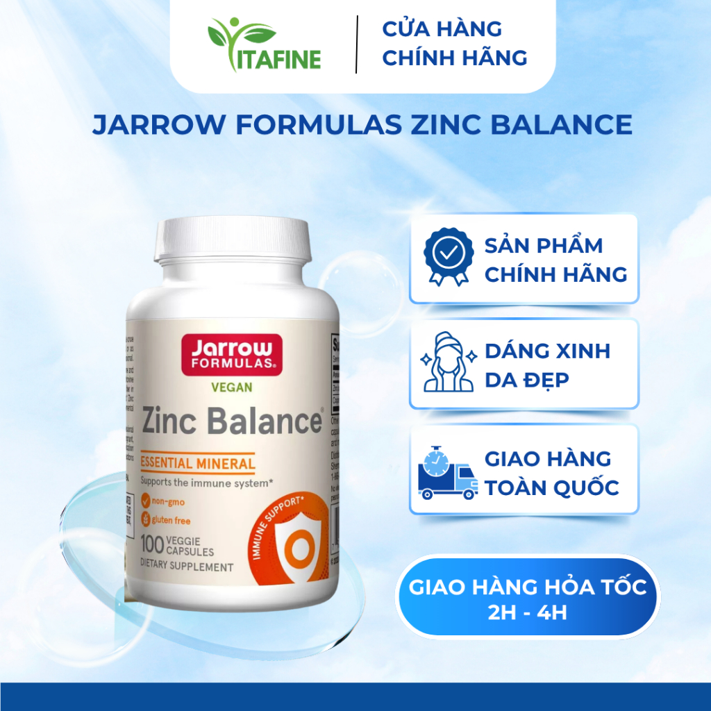 Jarrow Zinc Balance – Bổ Sung Kẽm & Đồng Cân Bằng, Hỗ Trợ Sức Khỏe Toàn Diện