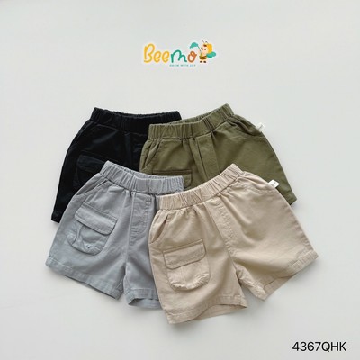 Quần short kaki Beemo, quần đùi kaki phối túi hộp trendy dễ mix đồ mặc đi học, đi chơi cho bé từ 9-24kg 4367QHK