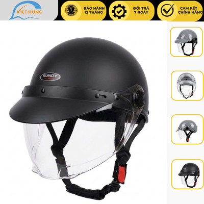 Nón bảo hiểm SUNDY LƯỠI TRAI KÈM KÍNH - Vòng đầu 57-59cm - Hàng Chính hãng - Bảo hành 12 tháng