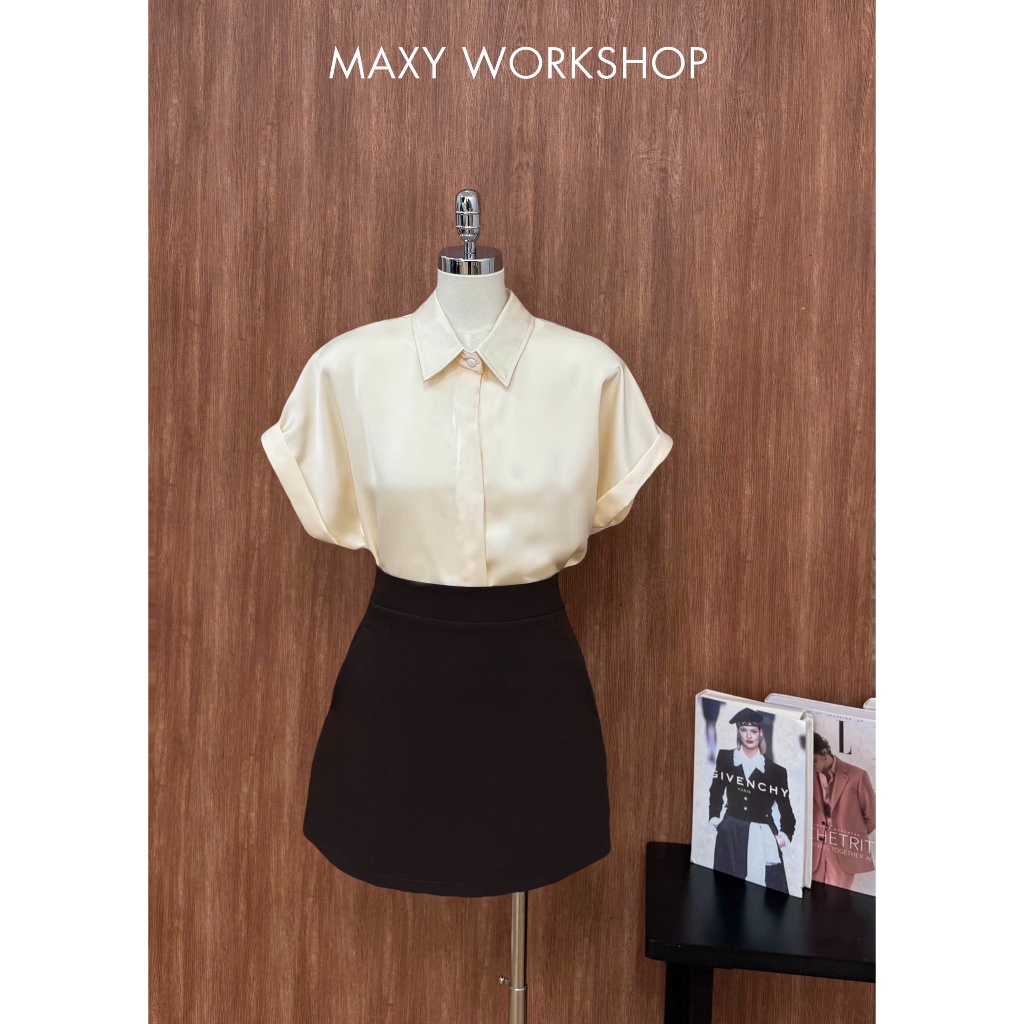 Áo sơ mi nữ công sở ngắn tay Sleeve Shirt Ivory mùa hè Maxy Workshop