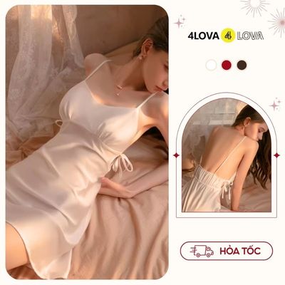 Váy Ngủ Lụa 2 Dây Nơ Eo Quyến Rũ Sang Trọng EVA127
