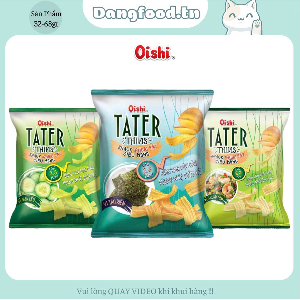 Combo 5 Gói Snack Oishi TATER THINS 68gr Đầy Đủ Các Vị