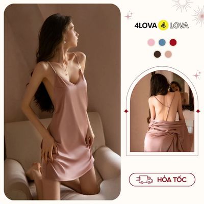 Váy ngủ lụa 4LOVA chất lụa mềm mại cao cấp kiểu dáng quyến rũ - Váy Tulip - EVA0151