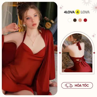 Váy ngủ lụa cao cấp 4LOVA chất lụa Pháp mềm mại, nhẹ nhàng quyến rũ - Đầm ngủ Camellia - EVA0157