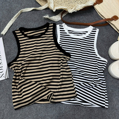 Áo Ba Lỗ Bigsize Nữ Áo Sát Nách Kẻ Sọc Ngang Mặc Mát Vải Thun Gân Co Giãn Cho Chubby G3