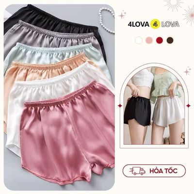 Quần đùi nữ mặc nhà lụa satin cao cấp 4LOVA cạp chun co dãn mềm mại quyến rũ nhiều màu cósizeEVA074