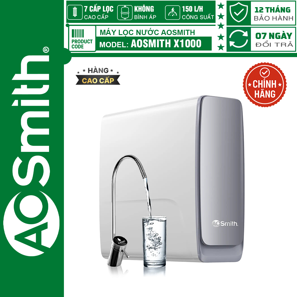 Máy Lọc Nước Đặt Gầm A. O. Smith X1000 – Công Nghệ Lõi Lọc Siêu Bền,  Chính Hãng – Bảo Hành 12 Tháng