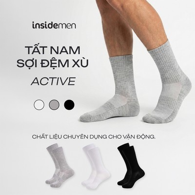 Tất nam sợi đệm xù Active cổ cao Insidemen ISC016A0H0