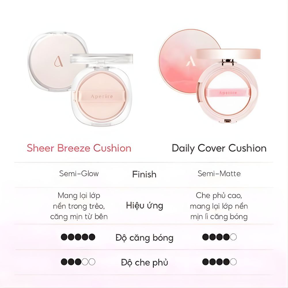 Ảnh 7 của Cushion Aperire Day Dream Cover, Sheer Breeze SPF50+/PA++++ Phấn Nước Chống Nắng Che Phủ Hoàn Hảo