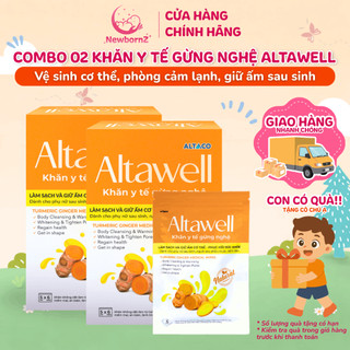 Combo 2 Hộp Khăn y tế Gừng nghệ Altawell Làm sạch và giữ ấm cơ thể - Phục hồi sức khỏe (+Quà tặng)