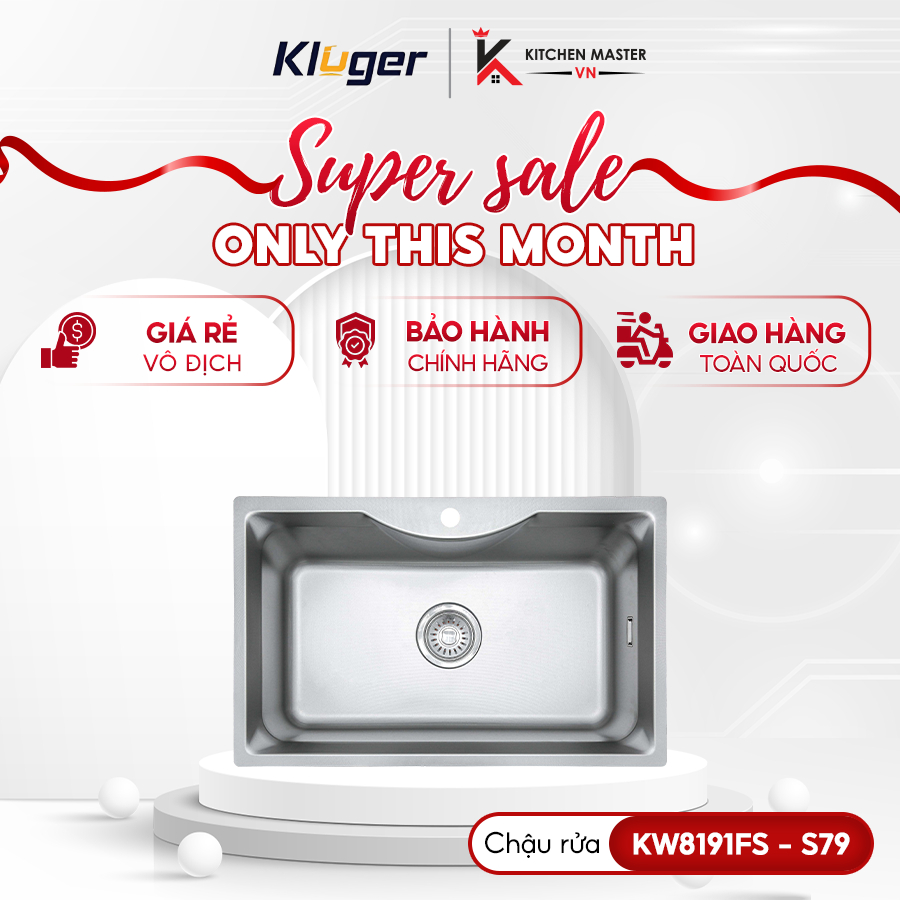 Chậu rửa bát Kluger KW8191FS S79 POSCO 304 sâu lòng chống ồn chống bám bẩn dễ vệ sinh